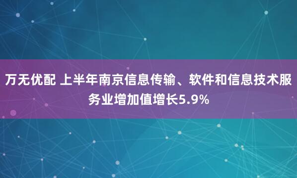 万无优配 上半年南京信息传输、软件和信息技术服务业增加值增长5.9%